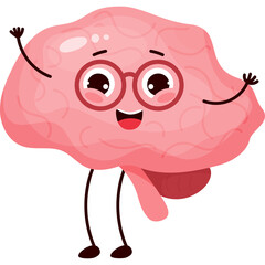 joyful cartoon character brain