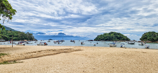 Abraao beach on big island Ilha Grande in Angra dos Reis, Rio de Janeiro, Brazil