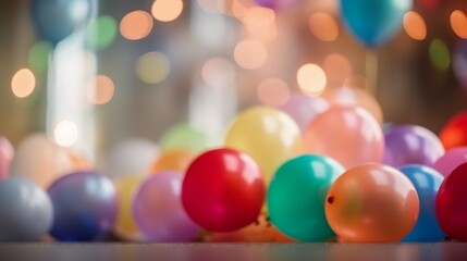 Pastel colorful balloons blur bokeh background. Pastel colorful bokeh background. AI generative