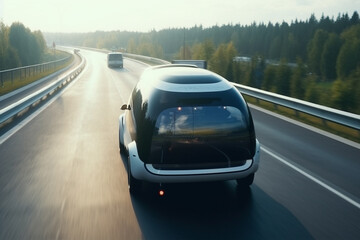 Fototapeta na wymiar Safety autopilot car in futuristic style, created with Generative AI Technology