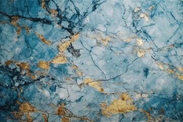 Fototapeta na wymiar Close-Up View of a Blue and Gold Marble Pattern. Generative AI