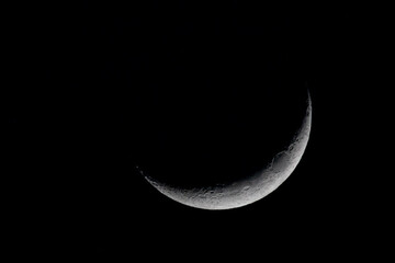 Fototapeta na wymiar Moon on a summer night made with a telescope