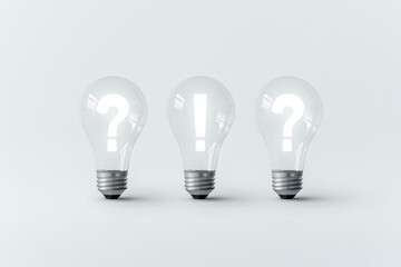 Glowing exclamation mark inside a light bulb.