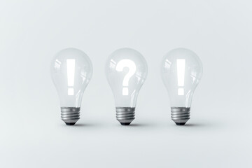 Glowing question mark inside a light bulb.