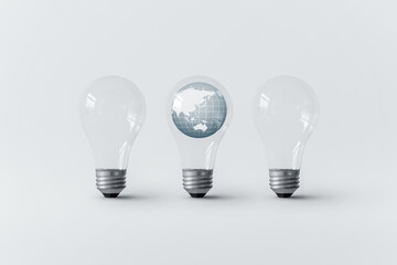 Globe inside light bulb.