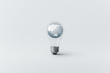 Globe inside light bulb.