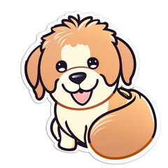 Set Sticker Cute dog animal stickers transparent background, generative Ai