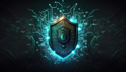 closed padlock as a symbol of cyber security in digital space. generative AI.