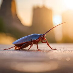 bug on the ground A cockroach without is head 