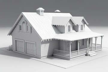 White House model with a beautiful porch and garden. Generative AI