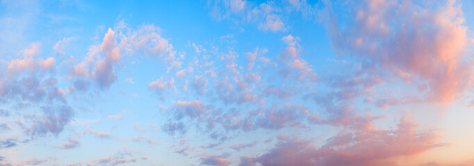 Panoramic landscape of bright red orange sunrise sunset