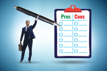 Concept of choosing pros and cons