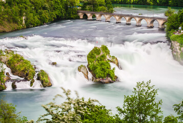 Fototapeta na wymiar Rheinfall is the largest waterfall in Europe and is located in Schaffhausen, Switzerland