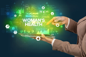 Close-up of a touchscreen with medical inscription concept