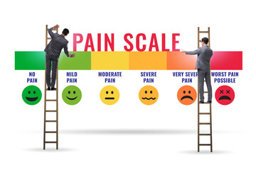 Concept of pain scale from moderate to strong