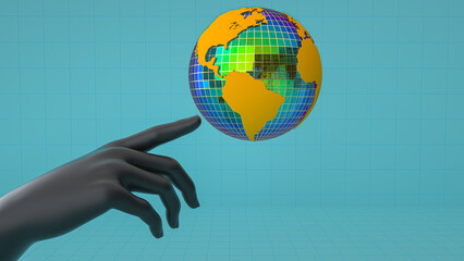 hand holding globe