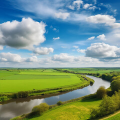 Obraz premium Ackerlandschaft mit Fluß