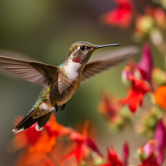 Plakat Kolibri vor einer Blume