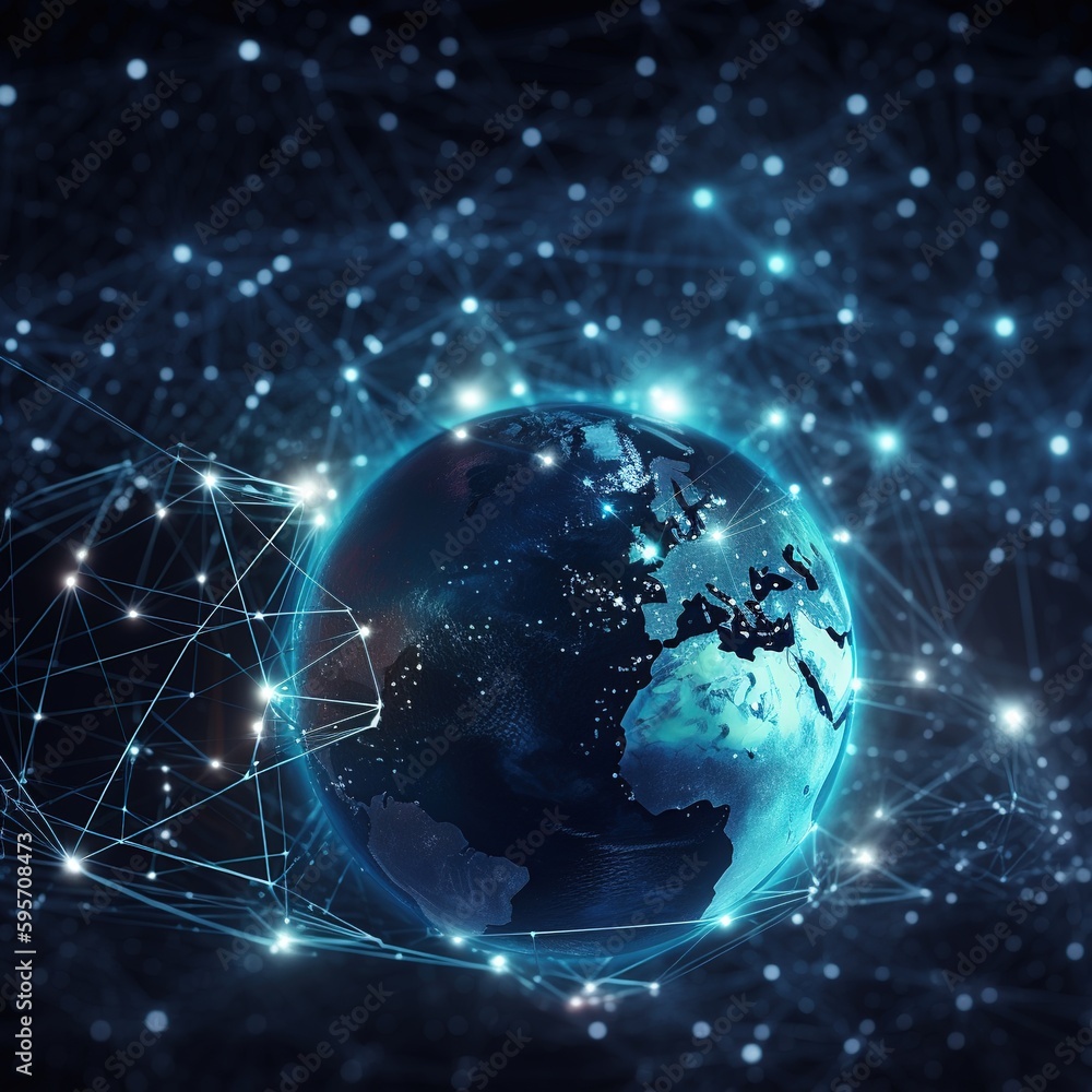 Poster concept of communication network technology for internet business. world of global network and telec