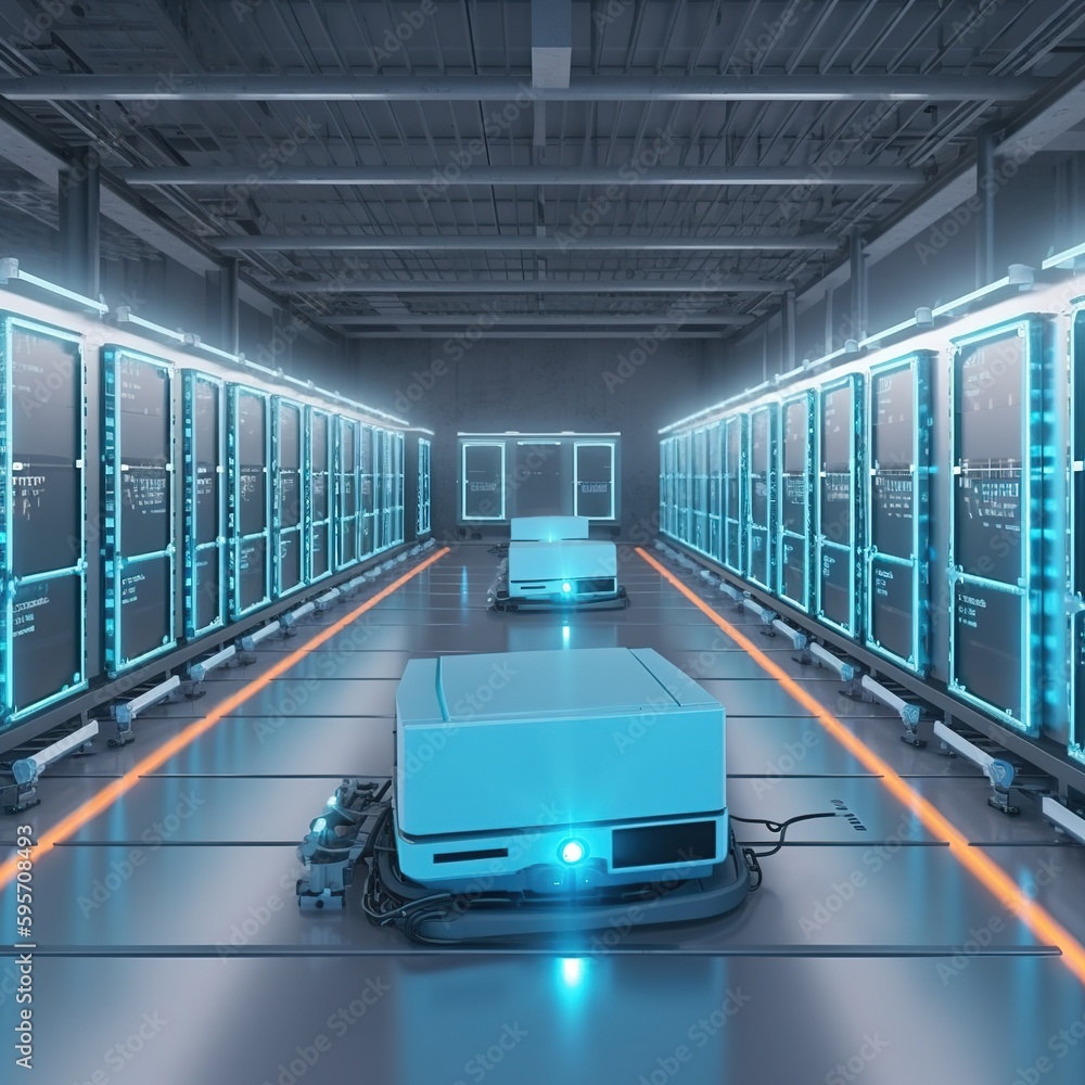 Poster concept of smart factory and 5g for industrial. autonomous robotic transportation or automated guide