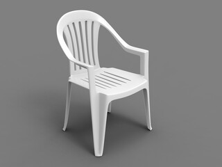 Basic white plastic lawn chair - top down view