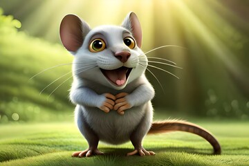 Cartoon cute mouse. Generative AI