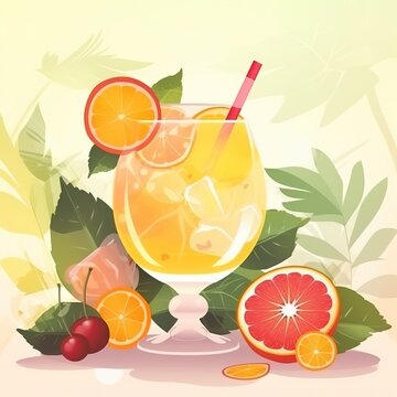 glass of orange juice with lemon. generative ai