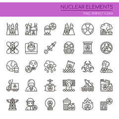 Nuclear Elements , Thin Line and Pixel Perfect Icons.