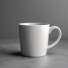 Obraz premium Blank White 15oz Mug Mockup with Grey Backdrop, Generative AI