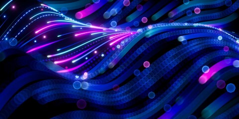 3d render, abstract background with wavy glowing neon lines, wallpaper with ultraviolet waves © NeoLeo
