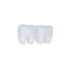 Mouth guard. Teeth with transparent formed retainer. 3D render icon isolated white background.