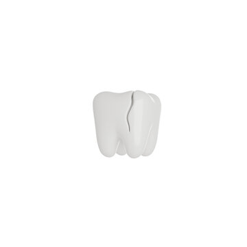 Broken Tooth or Cracked Teeth 3D render icon isolated white background.