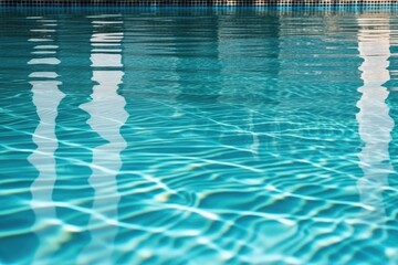 Fototapeta na wymiar sparkling blue swimming pool, inviting for a refreshing dip. Generative AI