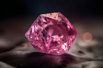 Close-up pf a pink amethyst. generative AI. 