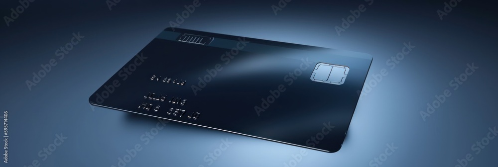 Poster a close up of a credit card on a table. ai generative image. mockup.