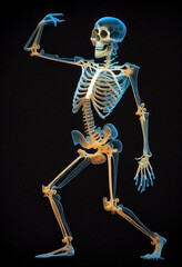 Dancing skeleton on a dark background. AI Generated