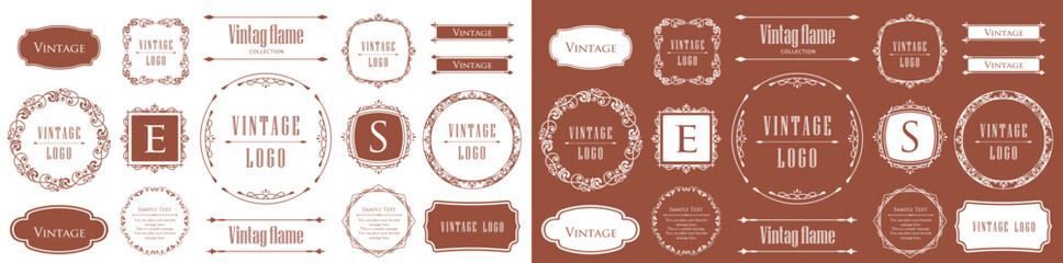 ビンテージフレーム。デザインテンプレート。ゴージャスな額のセット。