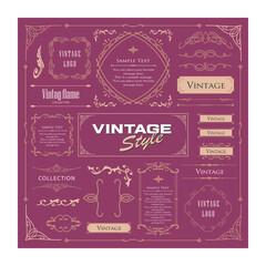 ビンテージフレーム。デザインテンプレート。ゴージャスな額のセット。