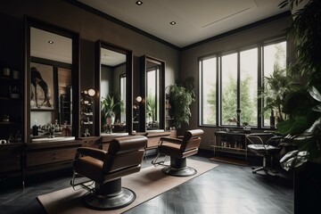 3D salon with perspective view. Generative AI