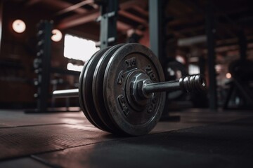 Weightlifting tool at the gym for strength training. Generative AI