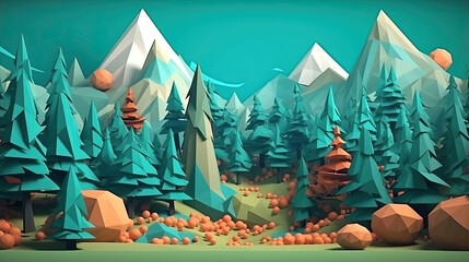 3d landscape illustration. Generative AI.