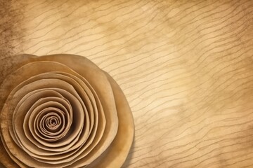 delicate paper flower resting on a rustic wooden tabletop. Generative AI