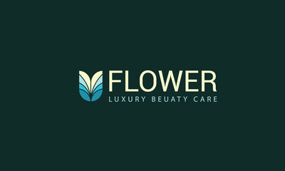 Lotus Flower Logo abstract Beauty Spa salon Cosmetics brand Linear style.