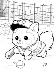 Black and White Illustration of Cute Anime Style Dogs