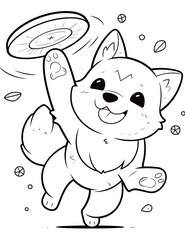 Black and White Illustration of Cute Anime Style Dogs