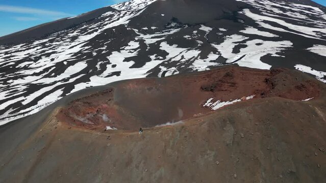 Volcano Etna eruption Aerial 4K drone View, South Eastern Crater Sicily Italy