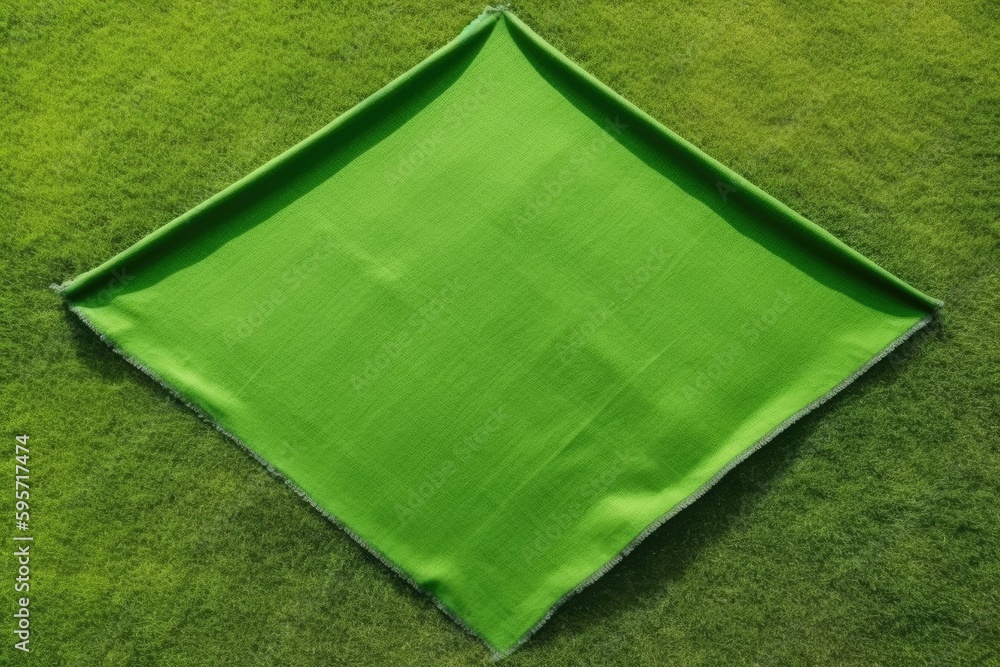 Poster green cloth folded neatly into a square shape on a flat surface. generative ai