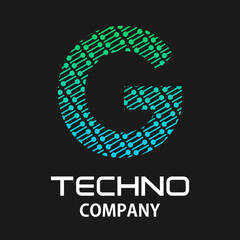 g letter techno template illustration.there are dot with line