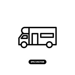Camper van icon vector illustration logo template for many purpose. Isolated on white background.