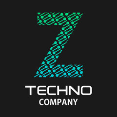 z letter techno template illustration.there are dot with line